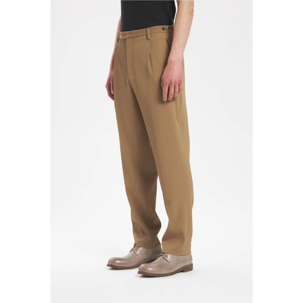 Barena Tailored Barrel Leg Trousers in Khaki 360, additional product view 2