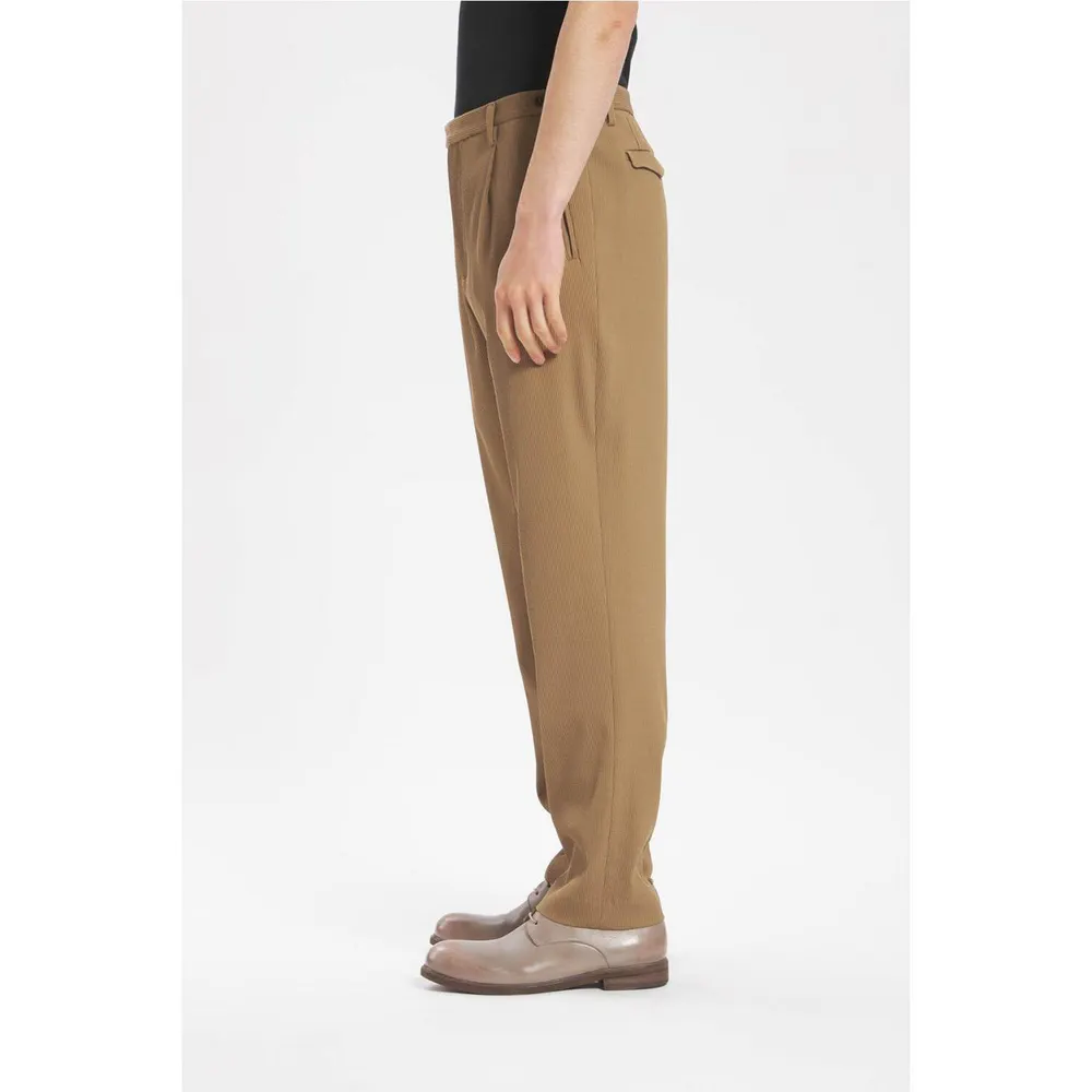 Barena Tailored Barrel Leg Trousers in Khaki 360, additional product view 3