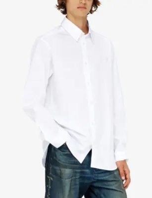 DIESEL Embroidered-Logo Stretch-Cotton Poplin Shirt detail 3