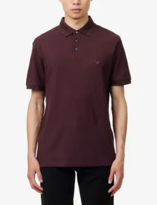 EMPORIO ARMANI Logo-Embroidered Short-Sleeve Cotton Polo detail 3