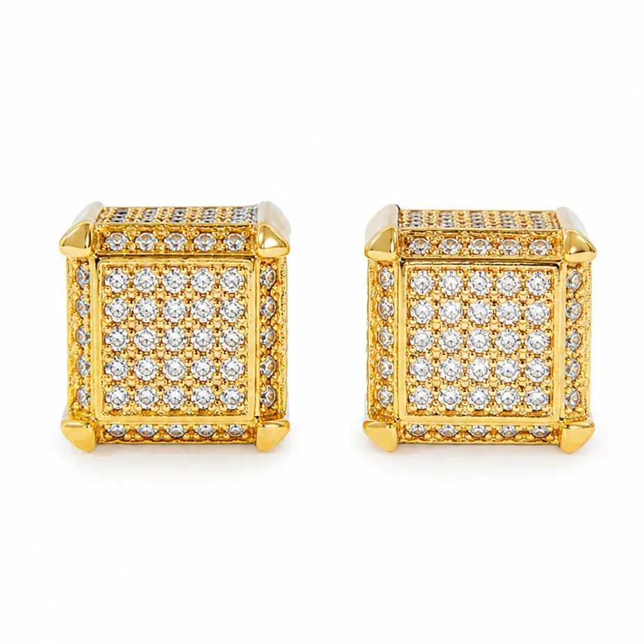 RINA - For Him FACTORY Majestic Cube Diamond Earrings 10860 in Yellow Gold – Earrings