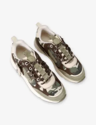 KURT GEIGER LONDON Kurt Runner Canvas and Suede Trainers - EUR 43 / 9 UK MEN in KHAKI, additional product view 2