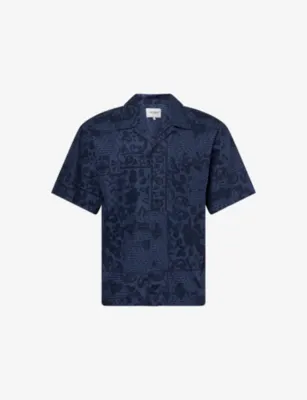 CARHARTT WIP Vestige Floral Cotton Shirt in Vestige Blue – Mens | Shirts | Casual Shirts | Long-sleeved