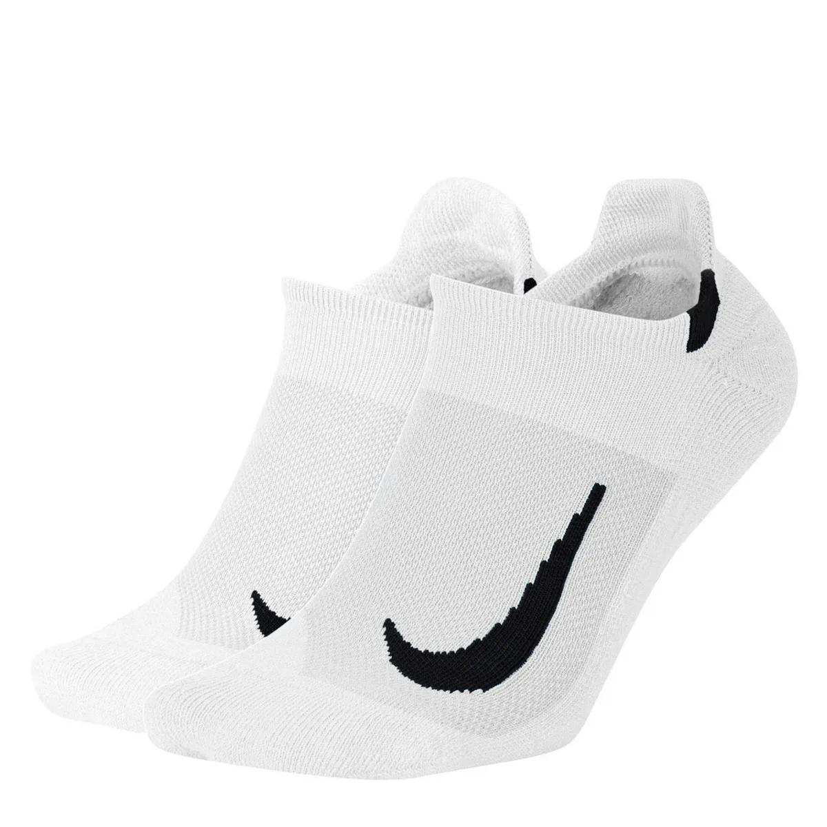 For Him Nike Multiplier Running No-Show Socks (2 Pairs) in White/Black, additional product view 2