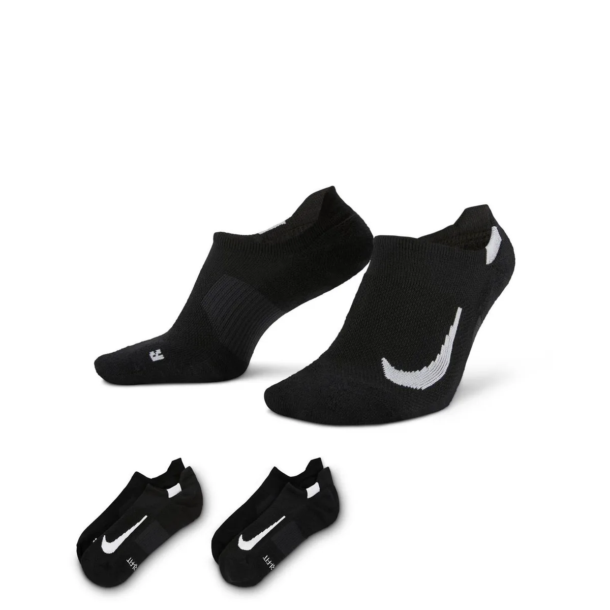 For Him Nike Multiplier Running No-Show Socks (2 Pairs) in Black/White – Accessories
