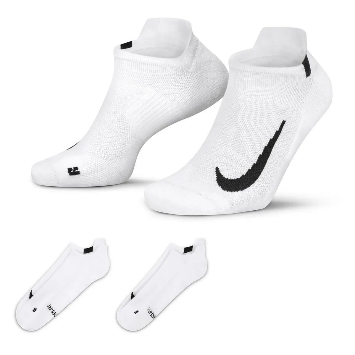 For Him Nike Multiplier Running No-Show Socks (2 Pairs) in White/Black – Accessories