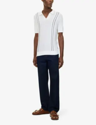 ORLEBAR BROWN Horton Chevron-Stripe Silk and Cotton-Blend Polo Top detail 2