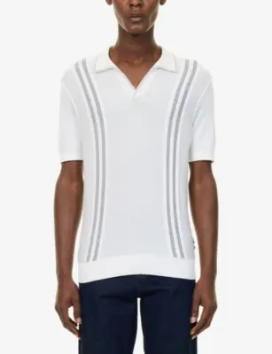 ORLEBAR BROWN Horton Chevron-Stripe Silk and Cotton-Blend Polo Top detail 3