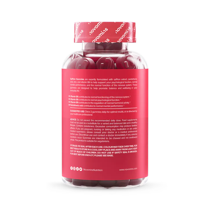 Novomins Saffron Gummies Strawberry 60 Gummies detail 3