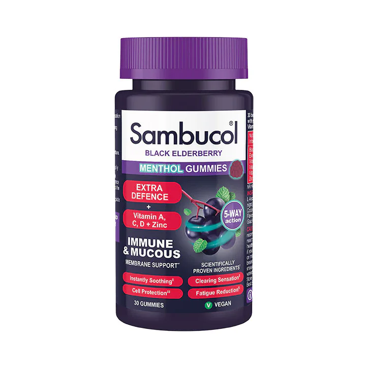 Sambucol Black Elderberry Extra Defence Menthol 30 Gummies