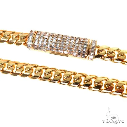 RINA - For Him CUSTOM Custom Made Miami Cuban 12mm Emerald Lock Chain 67622 in Rose Gold – Chain