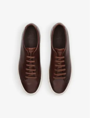 LOAKE Sprint contrast-stich leather low-top trainers - EUR 46 / 12 UK MEN in DARK BROWN, additional product view 2