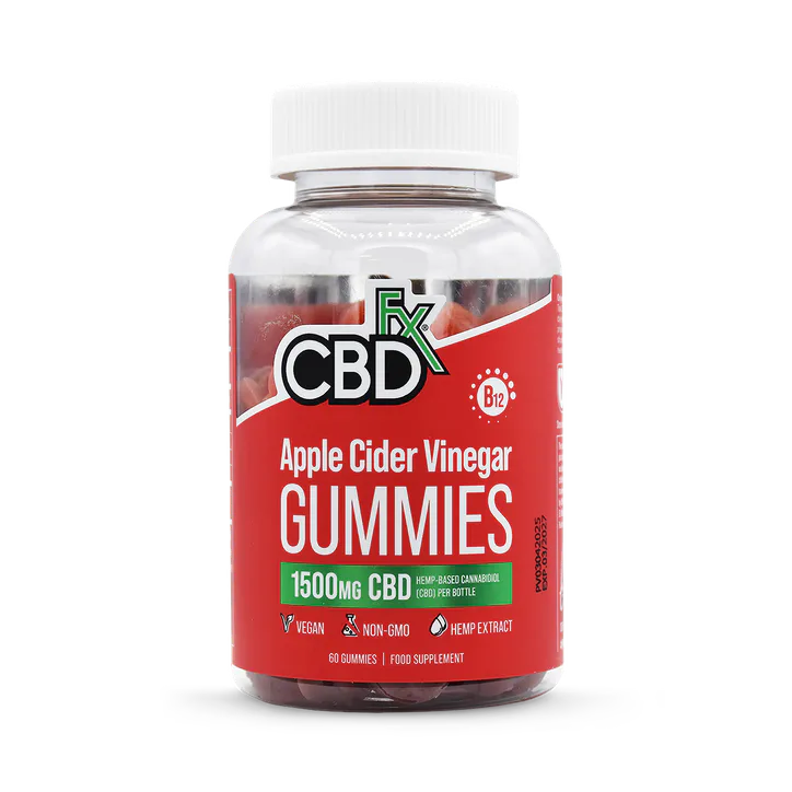CBD FX CBD +FX Hemp Gummies Apple Cider Vinegar Vitamin B12 1500mg 60 gummies