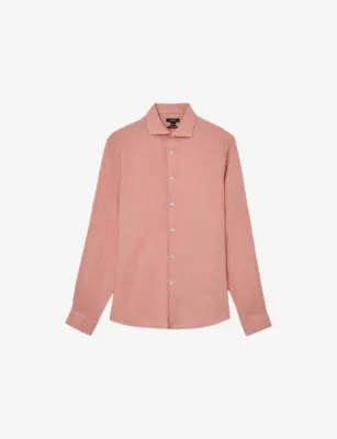 REISS Ruban Spread-Collar Linen-Shirt