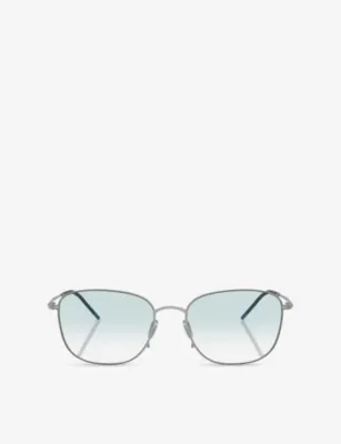 GIORGIO ARMANI AR6168 Pillow-Frame Metal Sunglasses in GREY – Mens | Sunglasses | Rectangle
