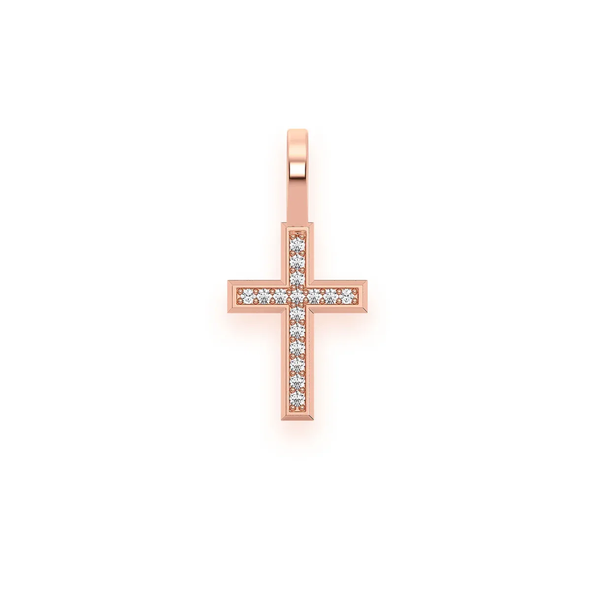 For Him Angle Diamond Cross in 0.05ctw / Rose Gold / Natural Diamond – Pendant