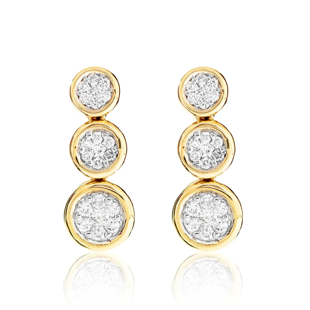 For Him Graduated Cluster Diamond Bezel Dangle Earrings in Rose Gold / Lab Grown Diamond – Earring
