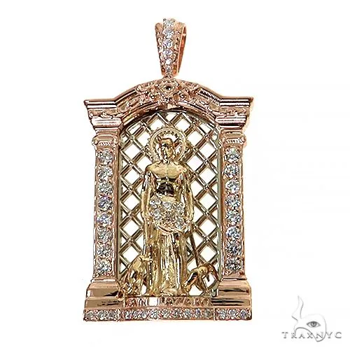 RINA - For Him FACTORY Tri-Color Mini St. Lazarus Diamond Pendant 68455 in Rose Gold – Pendant