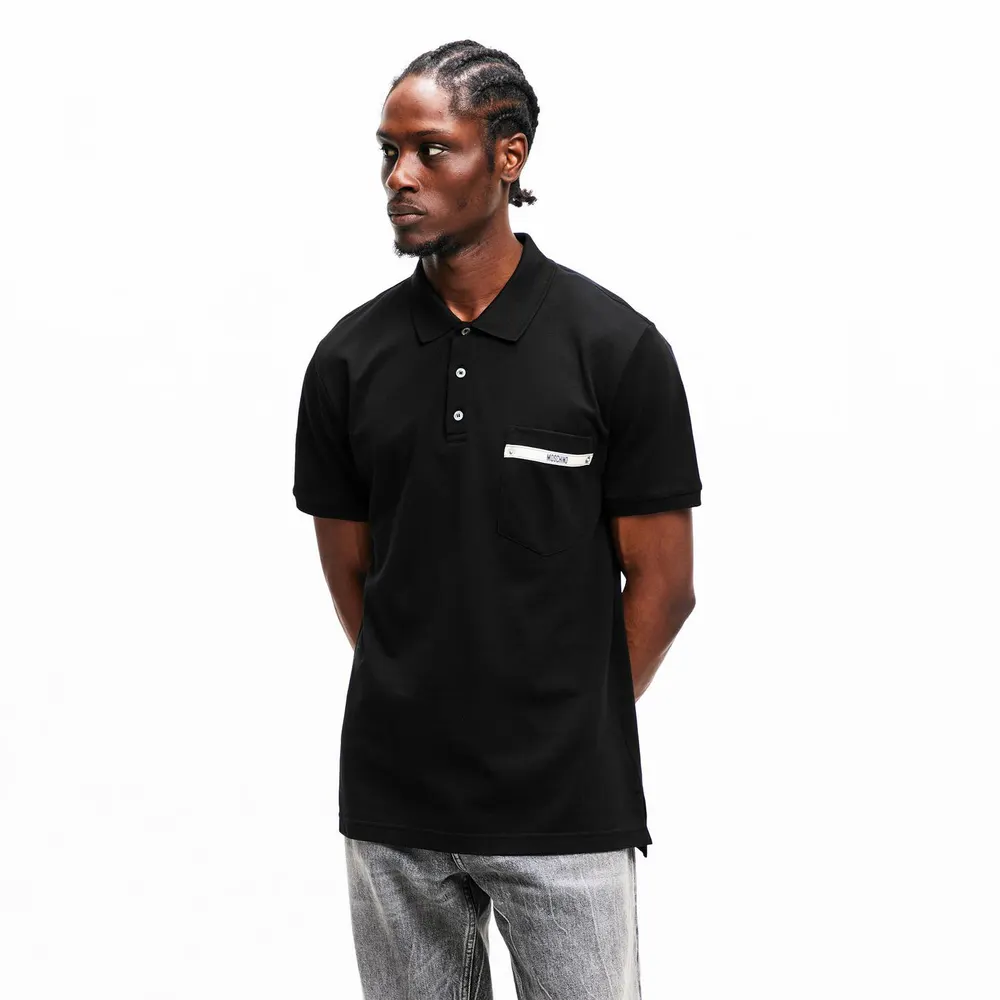 Moschino Men's Tape Short Sleeve Polo Shirt detail 3