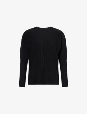 HOMME PLISSE ISSEY MIYAKE Basics Long-Sleeves Knitted Top in BLACK – Mens | Tops & t-shirts | T-Shirts | Long Sleeve T-Shirts
