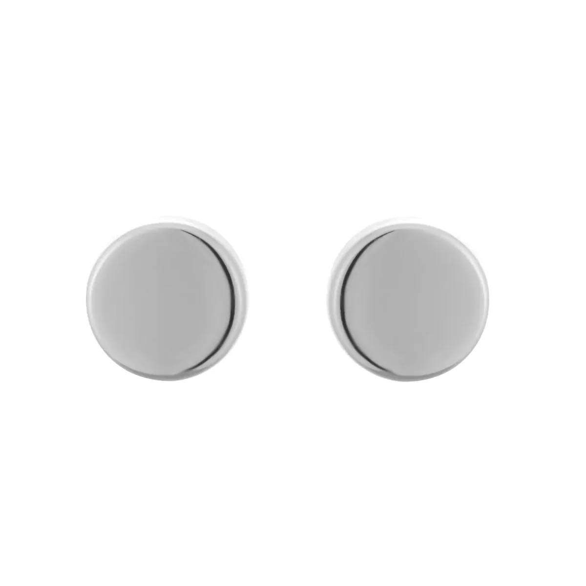 For Him Sterling Silver Black Ruthenium Plated Flat Disc Stud Earrings