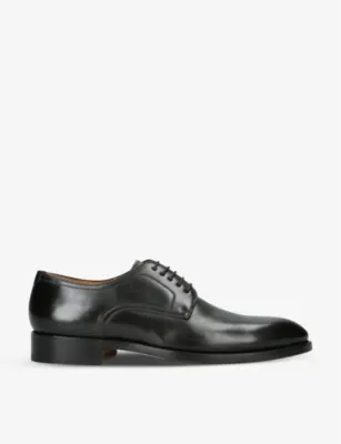 MAGNANNI Branded tonal-stitching leather Derby shoes - EUR 41.5 / 7.5 UK MEN in BLACK – Mens | Smart shoes | Derby shoes
