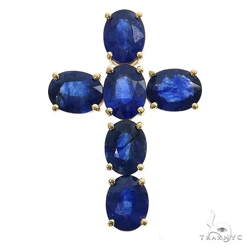 PIA - For Him GEMSTONES Celestial Blue Oval Sapphire Cross 69591 in Rose – Pendant