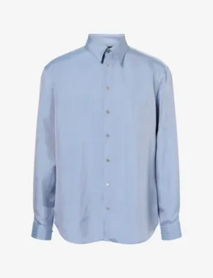 GIORGIO ARMANI Long-Sleeve Regular-Fit Silk Shirt in PLACID BLUE – Mens | Shirts | Casual Shirts | Long-sleeved