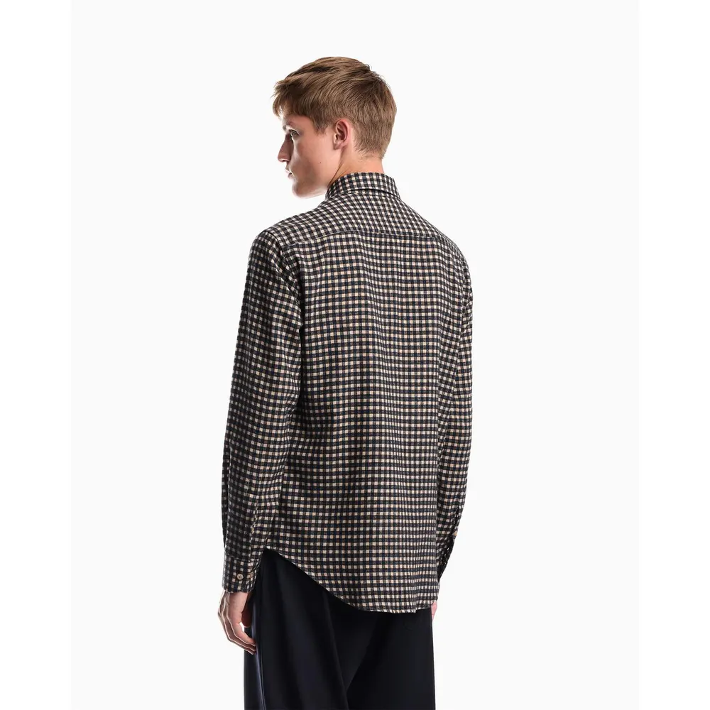 Emporio Armani Men's Cotton Check Long-Sleeve Shirt detail 3