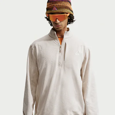 Nike ACG Wolf Grid Men's Therma-FIT 1/2-Zip Hiking Top - Light Orewood Brown/Cream II/Light Crimson/Summit White