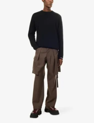 MONCLER Striped-Trim Wool Jumper in BLACK, additional product view 2