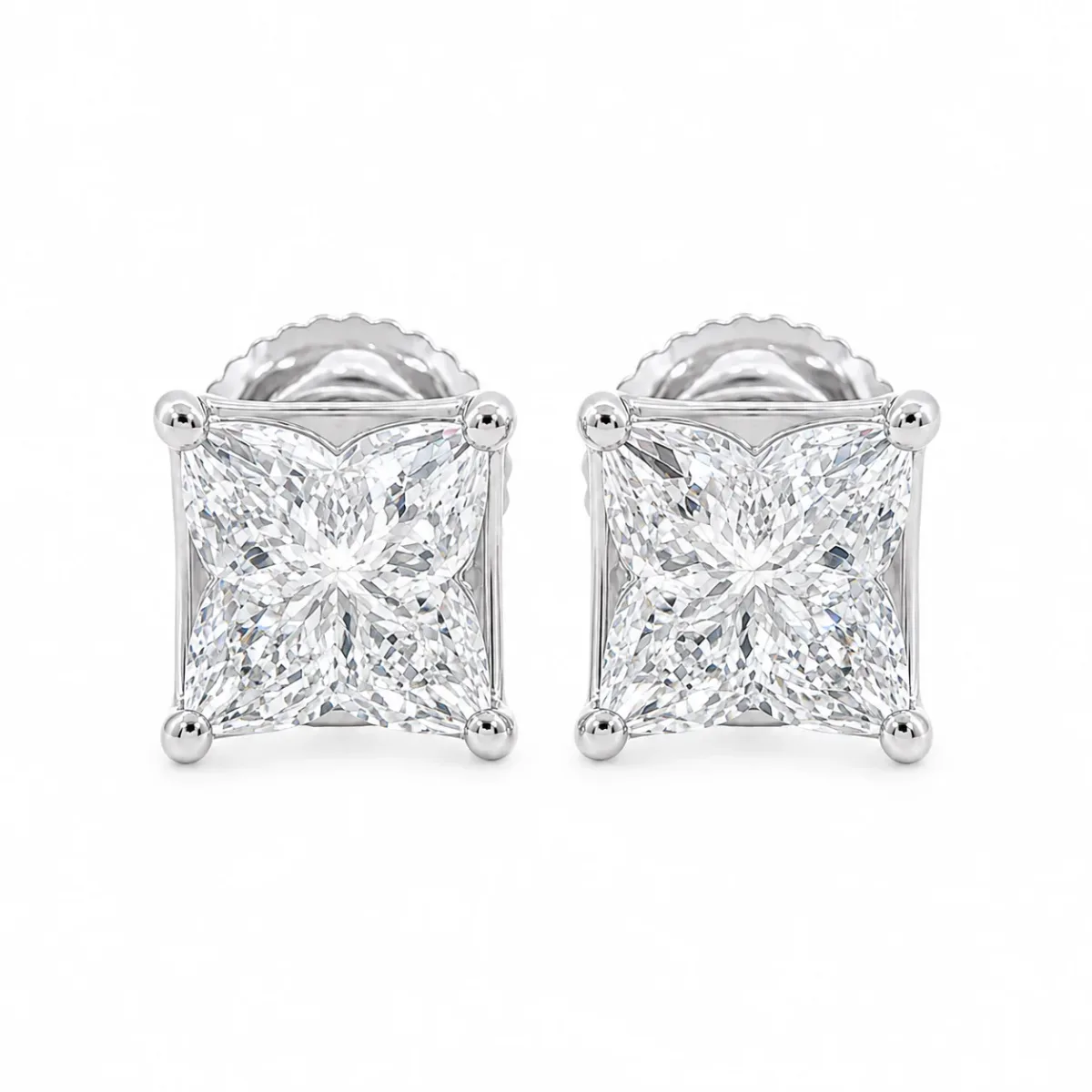 ANNA - DIAMOND DREAM 2 Ctw Clover-Cut Diamond Studs 70678 in White Gold – Earrings