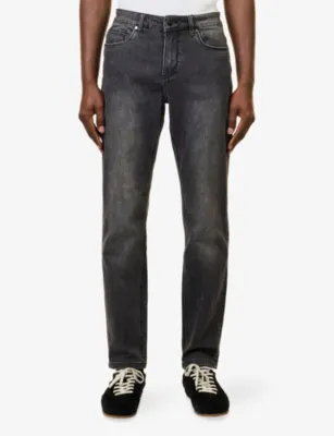 ARNE Faded-Wash Straight-Leg Denim Jeans in GREY WASH, additional product view 3