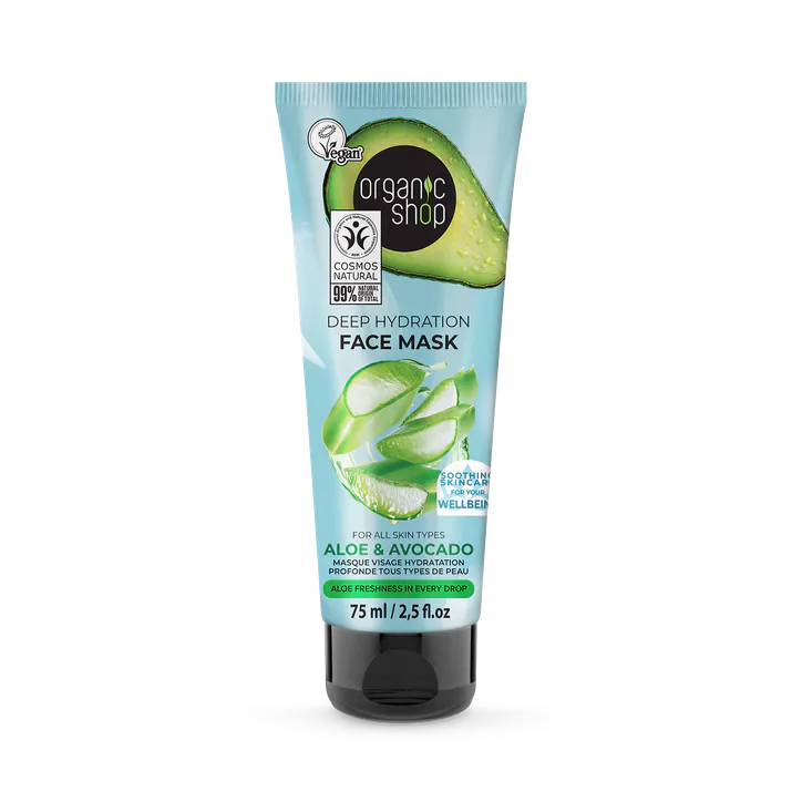 Organic Shop Deep Hydration Face Mask for all skin types Aloe & Avocado 75ml