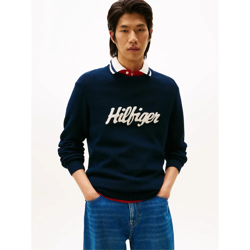Tommy Hilfiger Men's Logo Knitted Crew Neck Jumper detail 2