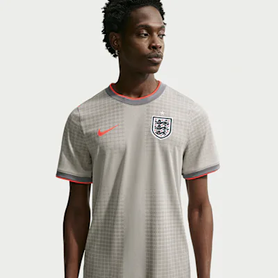 Nike England x Palace Men's Academy Pro Short-Sleeved Football Top - Pewter Grey/Bright Crimson/Bright Crimson