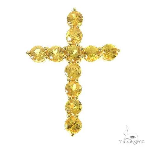 PIA - For Him GEMSTONES Yellow Round Cut Sapphire Cross 67204 in Rose – Pendant