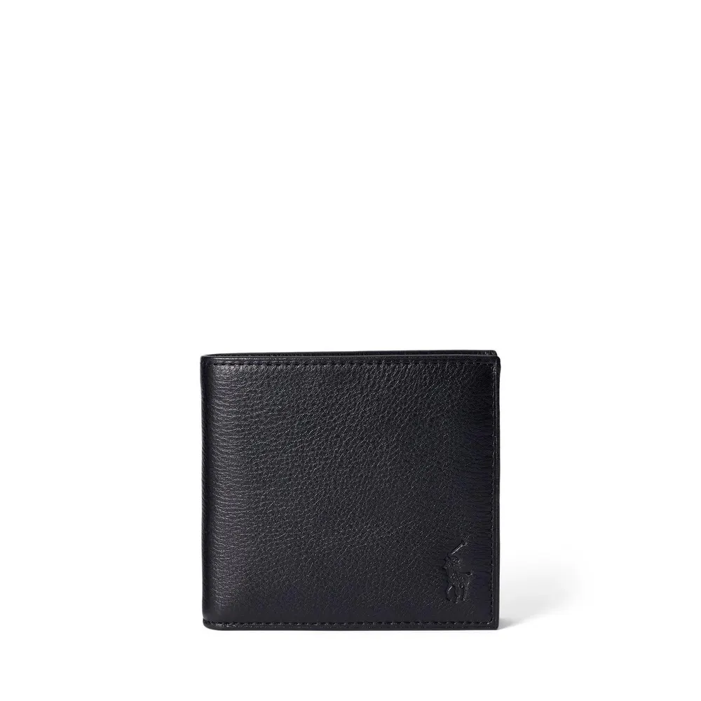 Polo Ralph Lauren Mens Pebbled Leather Billfold Coin Wallet