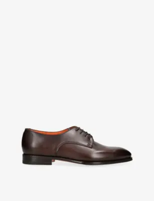 SANTONI Adrian Leather Derby Shoes - EUR 42.5 / 8.5 UK MEN in Dark Brown – Mens | Smart shoes | Derby shoes