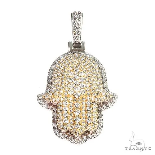 AHMED - MOON JEWELRY 14K Gold Two Tone Hamsa Diamond Pendant 66868 – Pendant