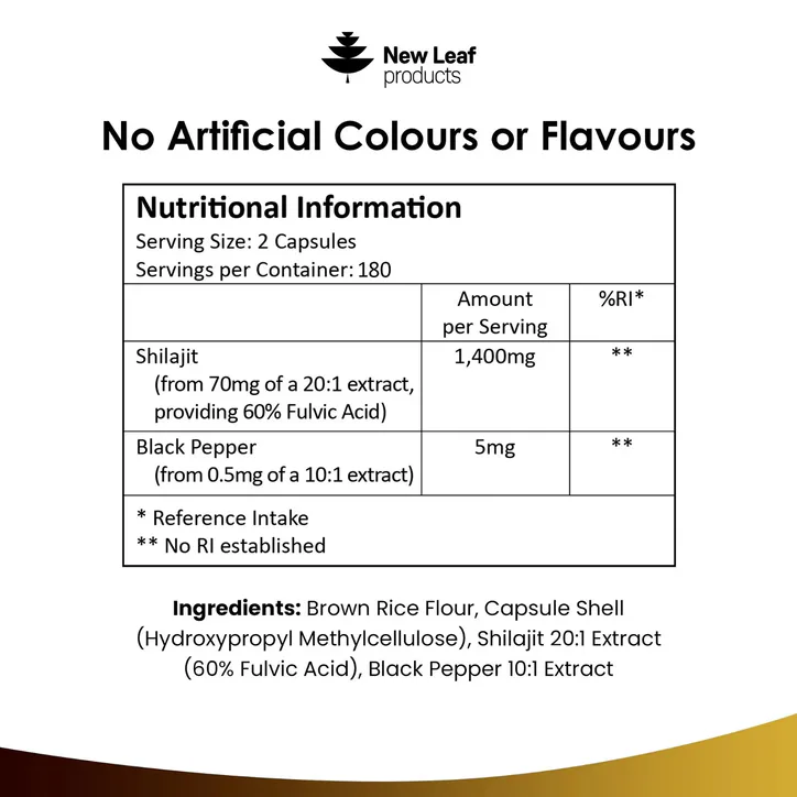New Leaf Products Shilajit Capsules 360 capsules detail 3