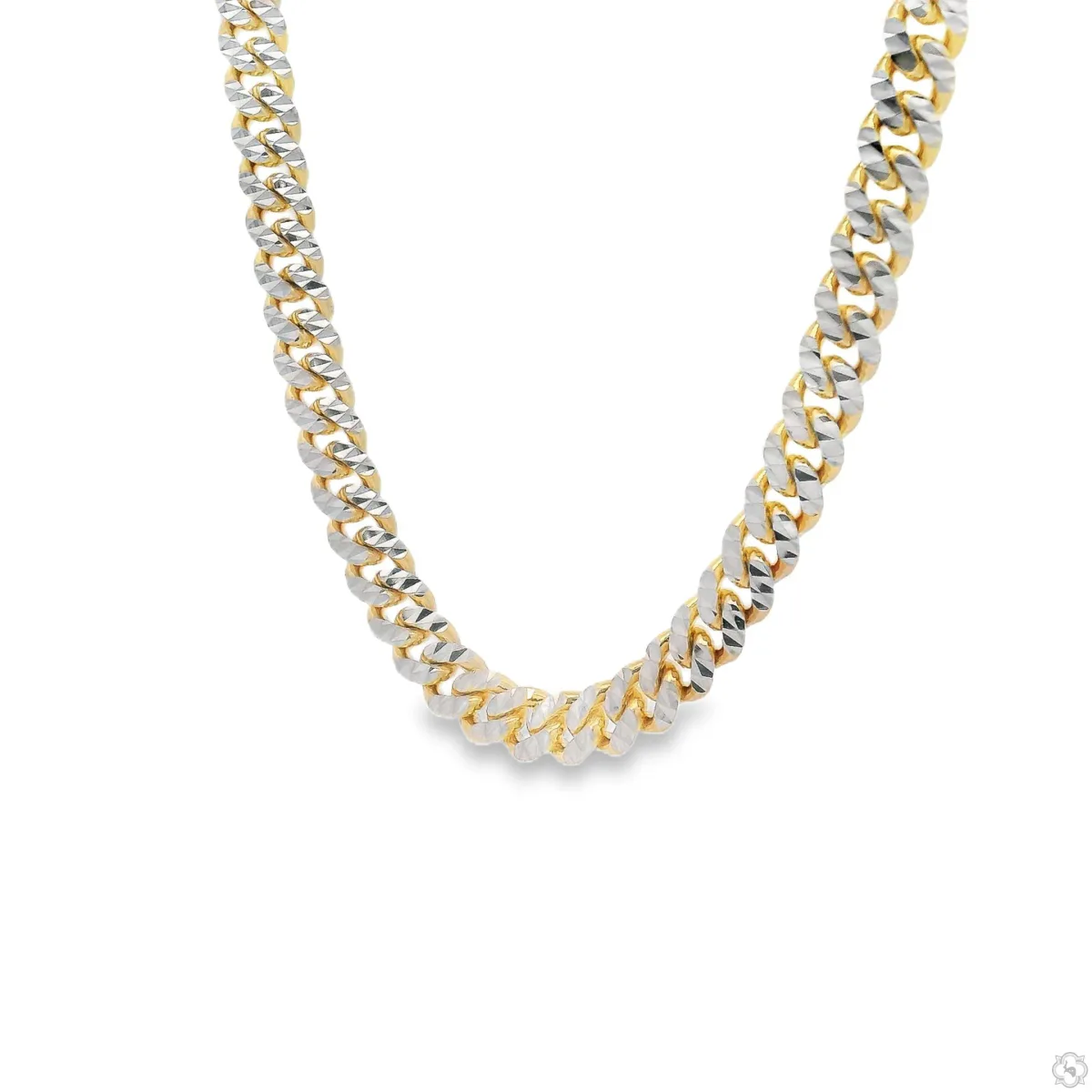 JALGAS - AMERICAS GOLD 14k Gold Two Tone Diamond Cut Miami Cuban Link Chain 70322 in Yellow – Chain