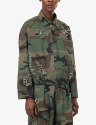 NAHMIAS Embellished Camouflage Cotton Jacket in CAMO, additional product view 3