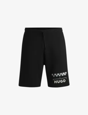 HUGO Branded-print elasticated-waist cotton-jersey shorts