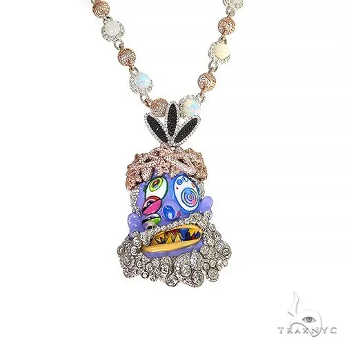 RINA - For Him CUSTOM Custom Made Diamond Pendant With Galaxy Opal Chain Set 68008 in 18 Inches – Pendant Set