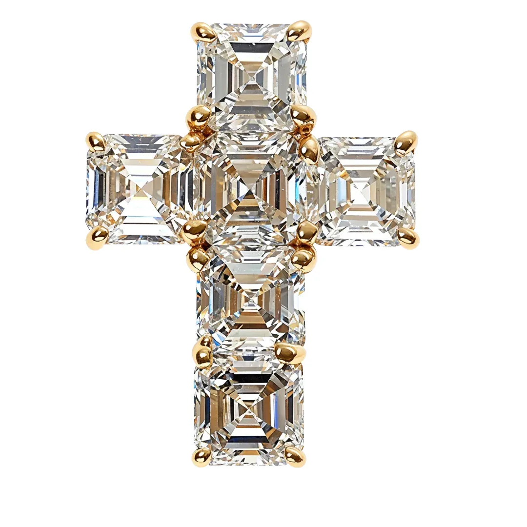 RINA - For Him CUSTOM CVD Asscher Cut Diamond Cross Pendant 69715 in Rose Gold – Pendant