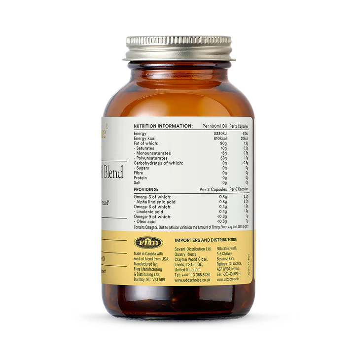 Udo's Choice Omega 3-6-9 Ultimate Oil Blend 60's - Vegetarian & Vegan Capsules, additional product view 2