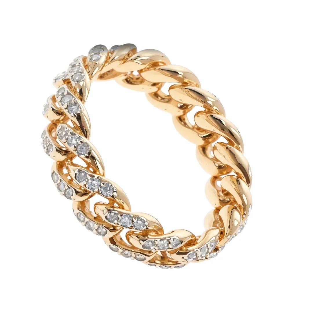 RINA - For Him FACTORY 10k Yellow Gold Diamond Miami Cuban Ring 64676