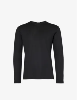 SUNSPEL Sun crew-neck long-sleeve cotton-jersey T-shirt - BLACK