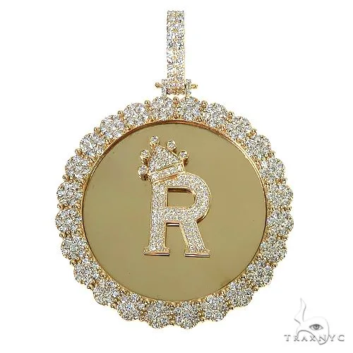 RINA - For Him CUSTOM Custom Made Flower Frame 'R' Diamond Pendant 67061 in Rose Gold – Pendant